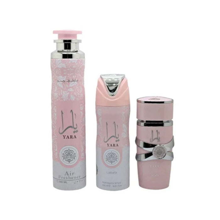 Lattafa Yara Set Apă de parfum 100ml + Deodorant 200ml + Odorizant de camera 300ml